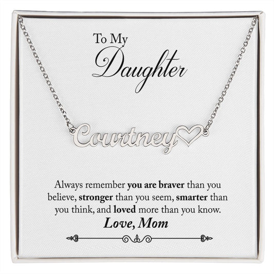 Mom to Daughter Personalized Name Necklace With Heart-[Heartfelt Family Gift]