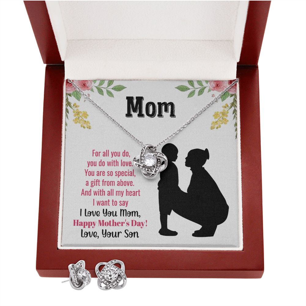 Mom Necklace And Earring Gift Set - Love Knot-[Heartfelt Family Gift]