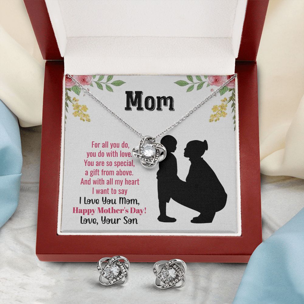 Mom Necklace And Earring Gift Set - Love Knot-[Heartfelt Family Gift]