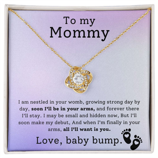 Mommy Baby Bump Pregnancy Gift Love Knot Necklace-[Heartfelt Family Gift]