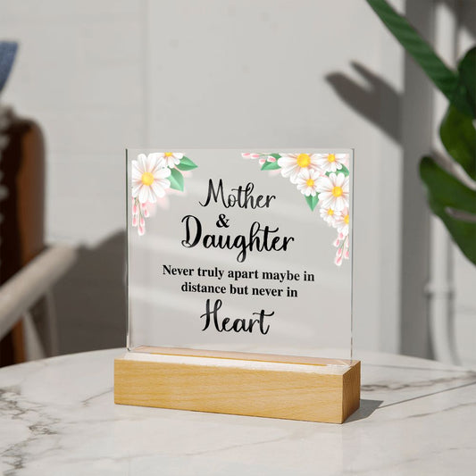 Mother and Daughter Distance Lighted RGB Acrylic Square-[Heartfelt Family Gift]