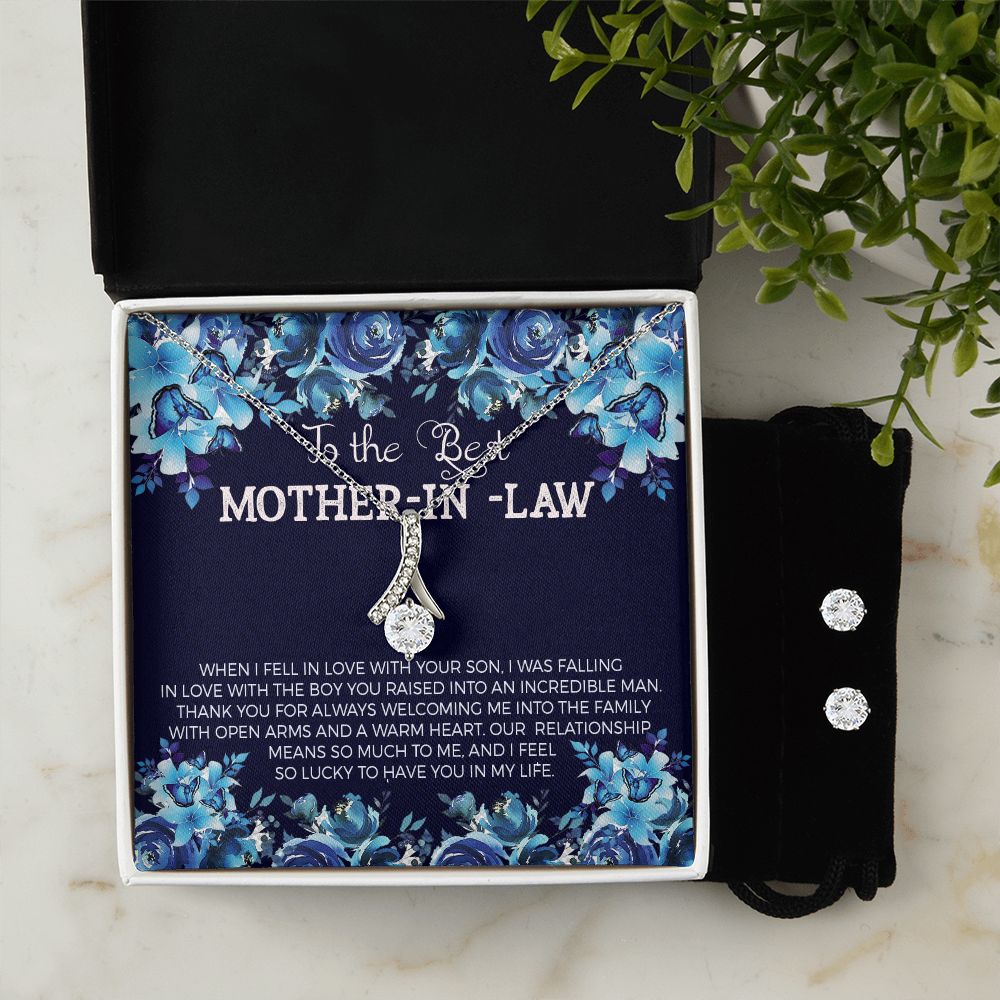 Mother in Law Alluring Beauty Necklace Earring Gift Set-[Heartfelt Family Gift]