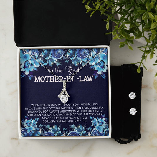 Mother in Law Alluring Beauty Necklace Earring Gift Set-[Heartfelt Family Gift]