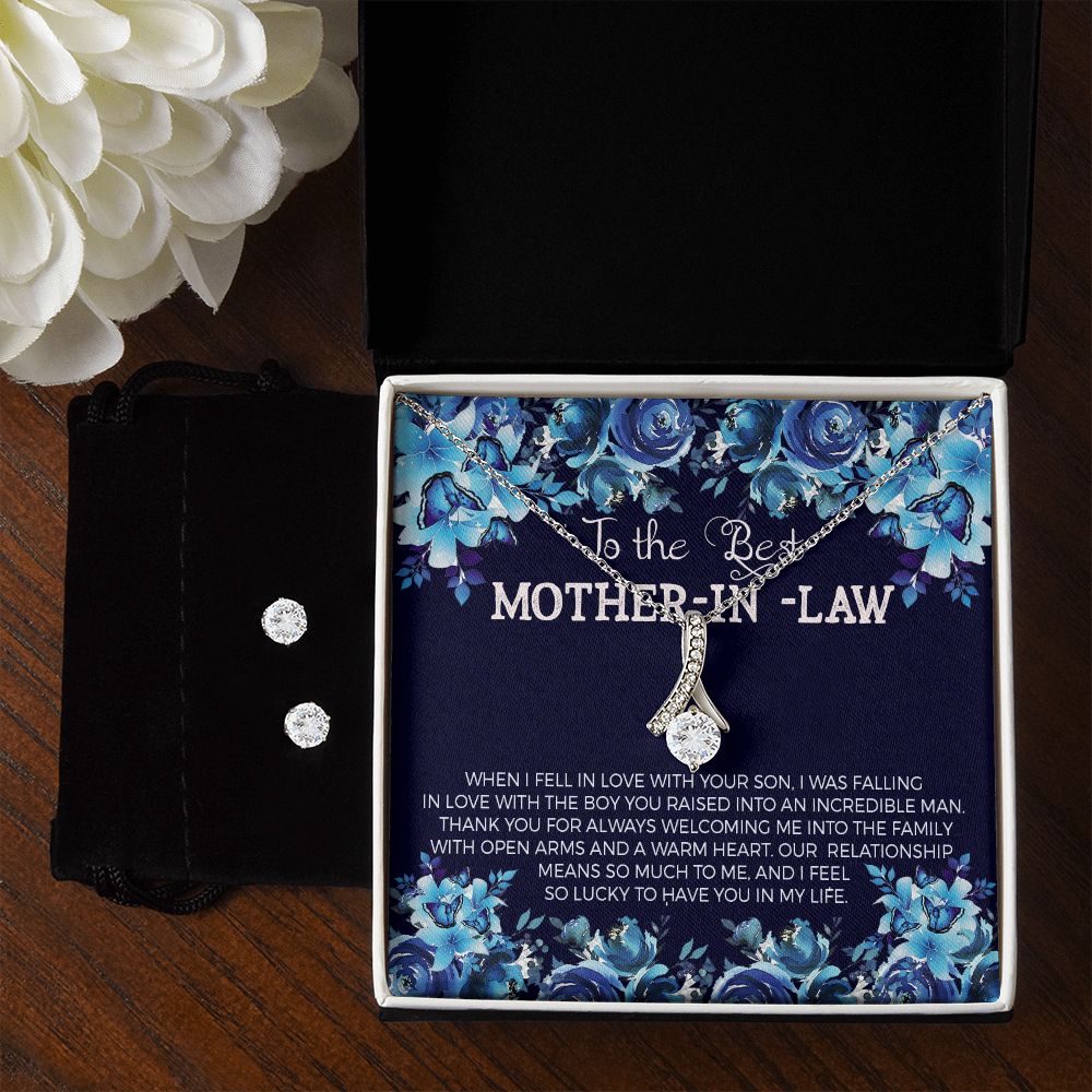 Mother in Law Alluring Beauty Necklace Earring Gift Set-[Heartfelt Family Gift]