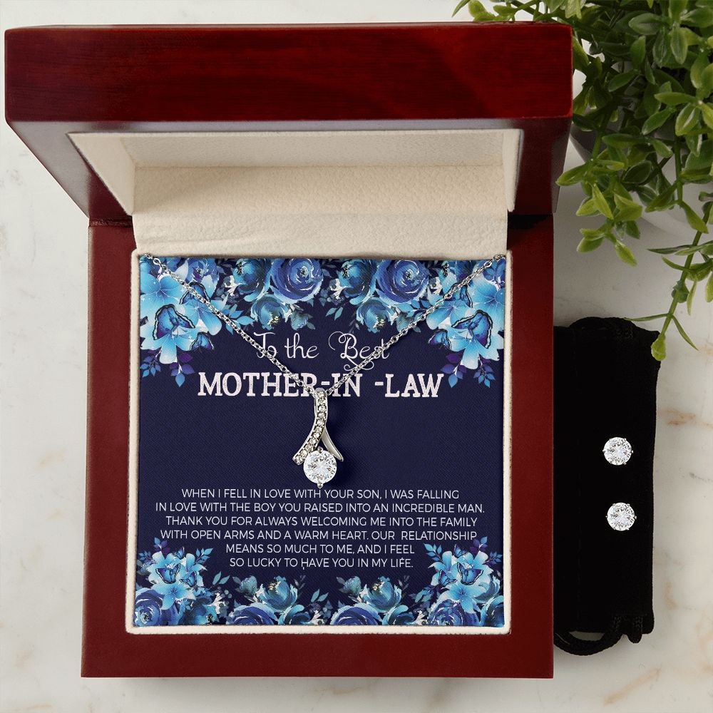 Mother in Law Alluring Beauty Necklace Earring Gift Set-[Heartfelt Family Gift]