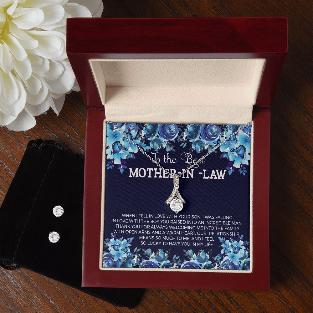 Mother in Law Alluring Beauty Necklace Earring Gift Set-[Heartfelt Family Gift]