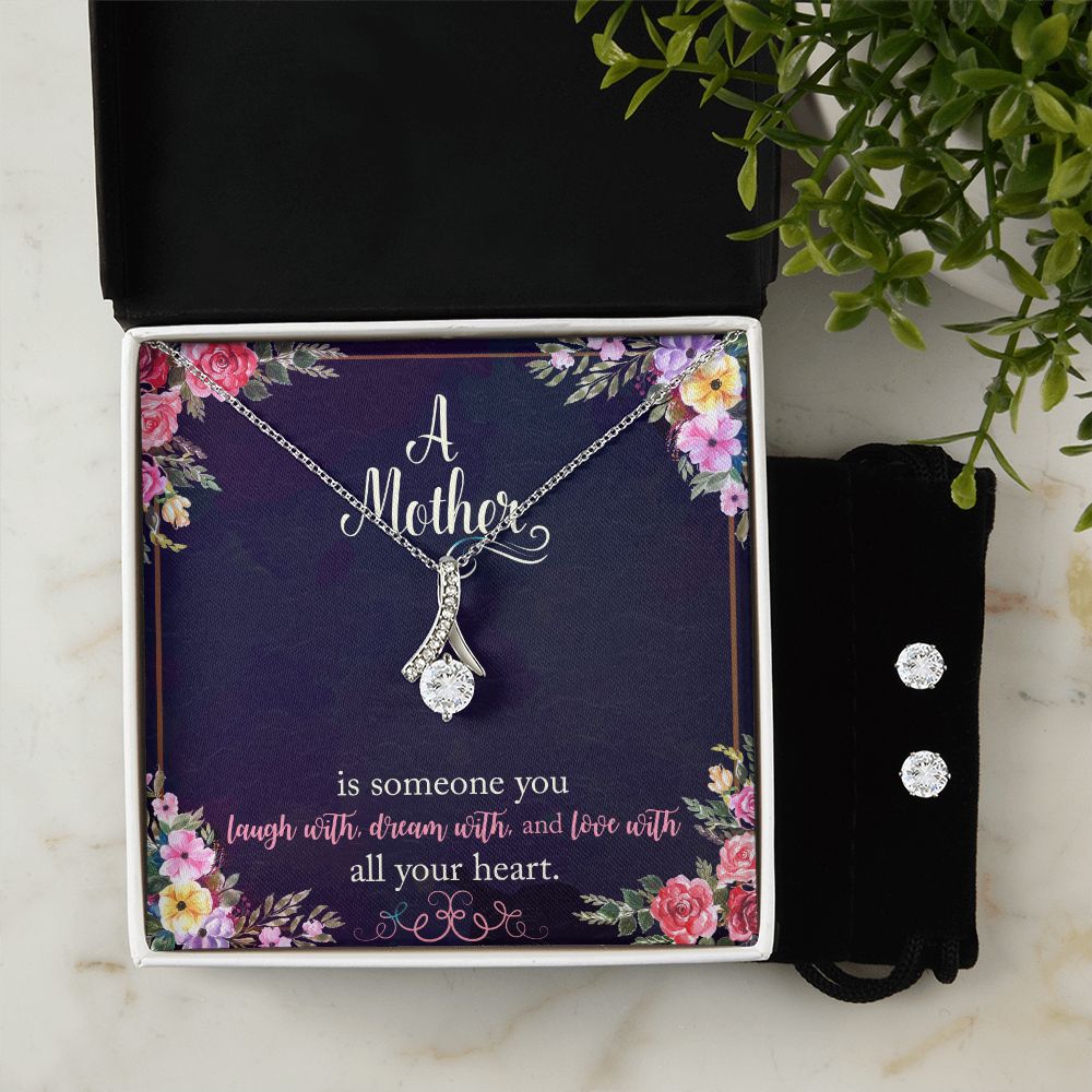 Mother Laugh Dream Love Alluring Beauty Necklace Earring Set-[Heartfelt Family Gift]