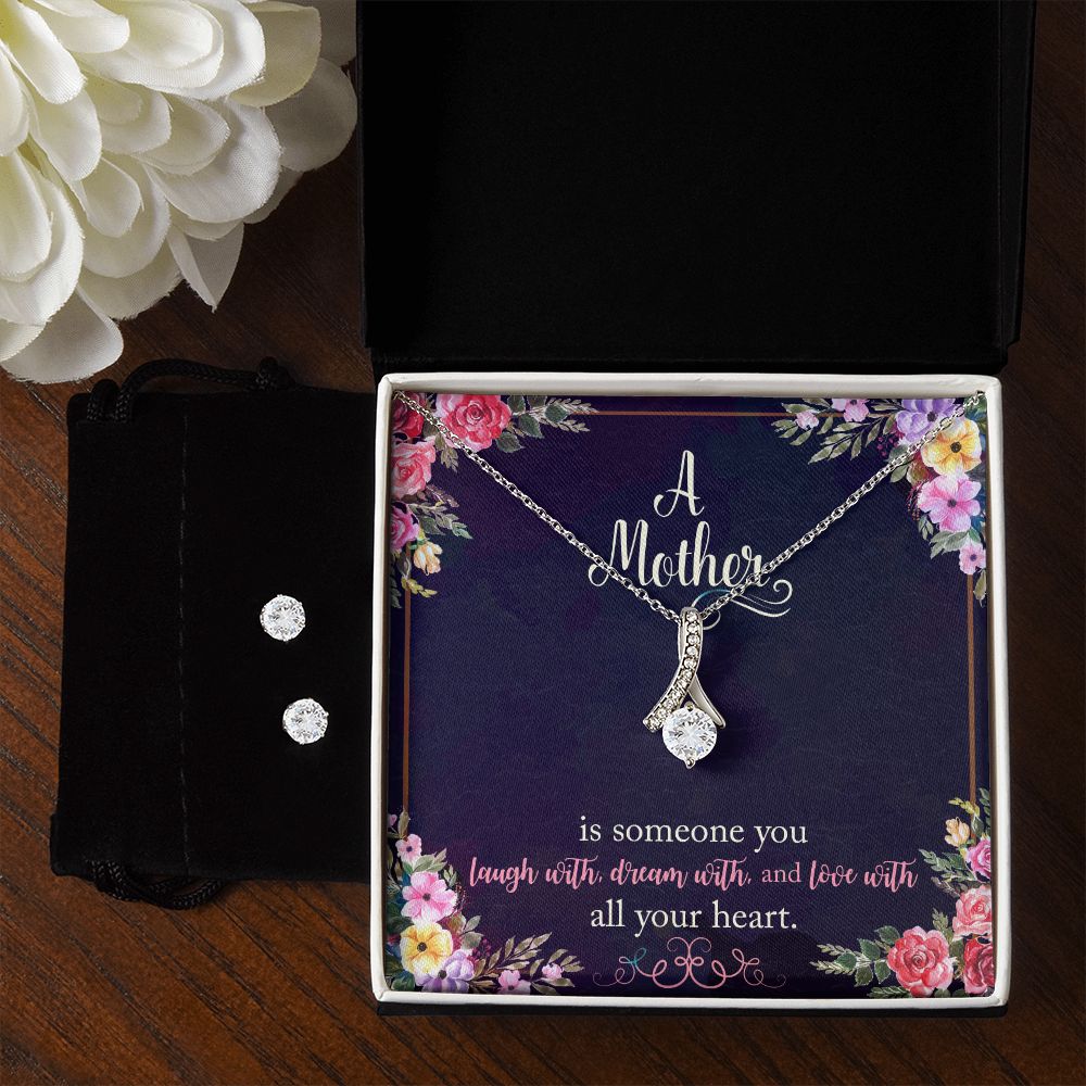Mother Laugh Dream Love Alluring Beauty Necklace Earring Set-[Heartfelt Family Gift]