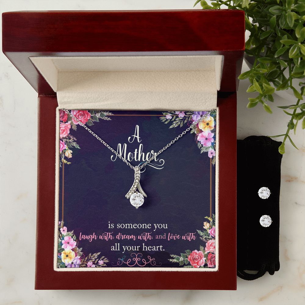 Mother Laugh Dream Love Alluring Beauty Necklace Earring Set-[Heartfelt Family Gift]