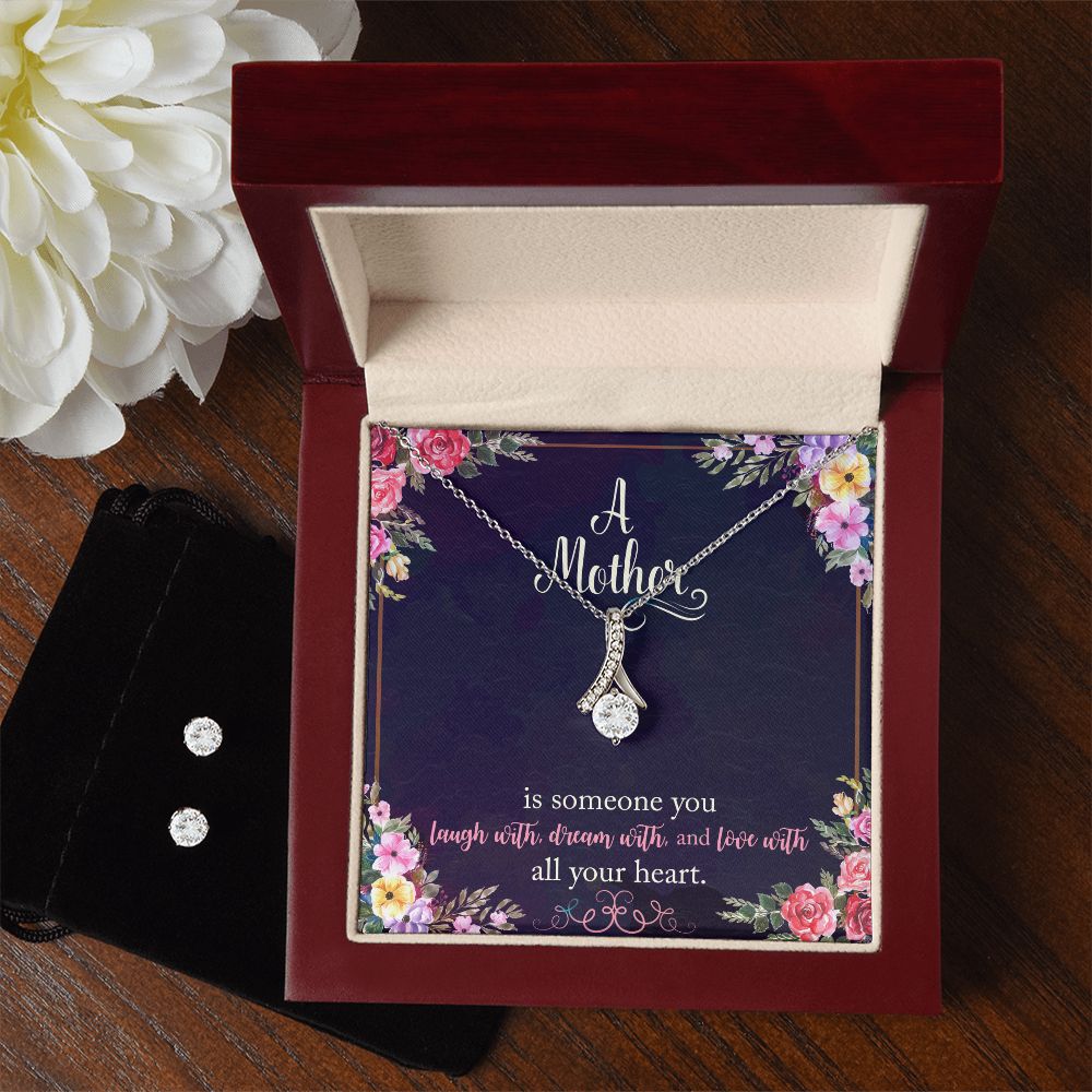 Mother Laugh Dream Love Alluring Beauty Necklace Earring Set-[Heartfelt Family Gift]
