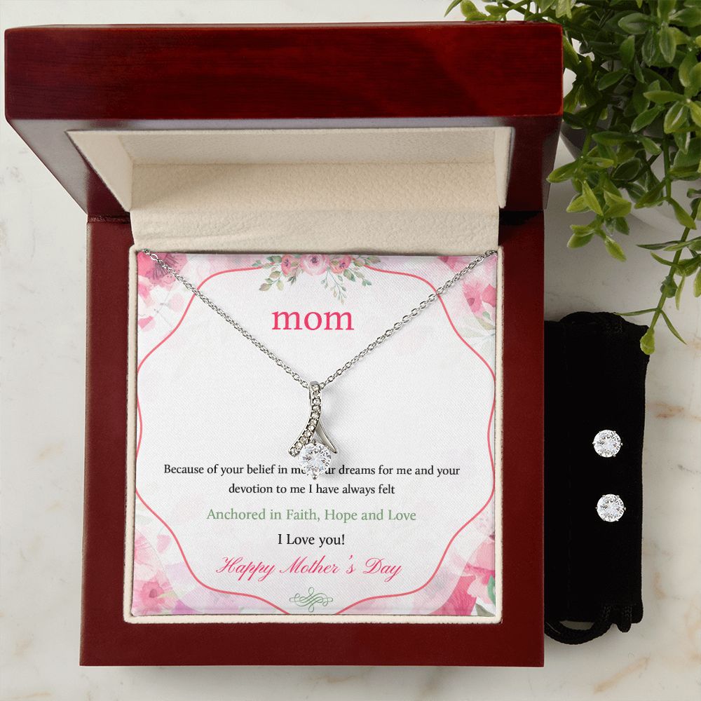 Mother's Day Anchored In Faith Alluring Beauty Necklace Earring Set-[Heartfelt Family Gift]