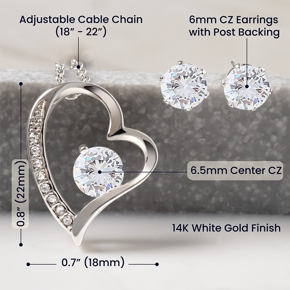 Mother's Day Anchored In Faith Forever Love Necklace Earring Set-[Heartfelt Family Gift]
