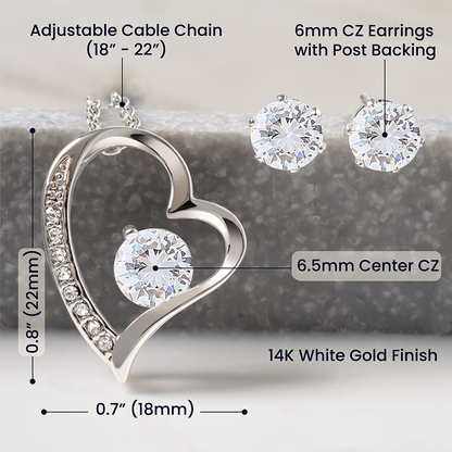 Mother's Day Anchored In Faith Forever Love Necklace Earring Set-[Heartfelt Family Gift]