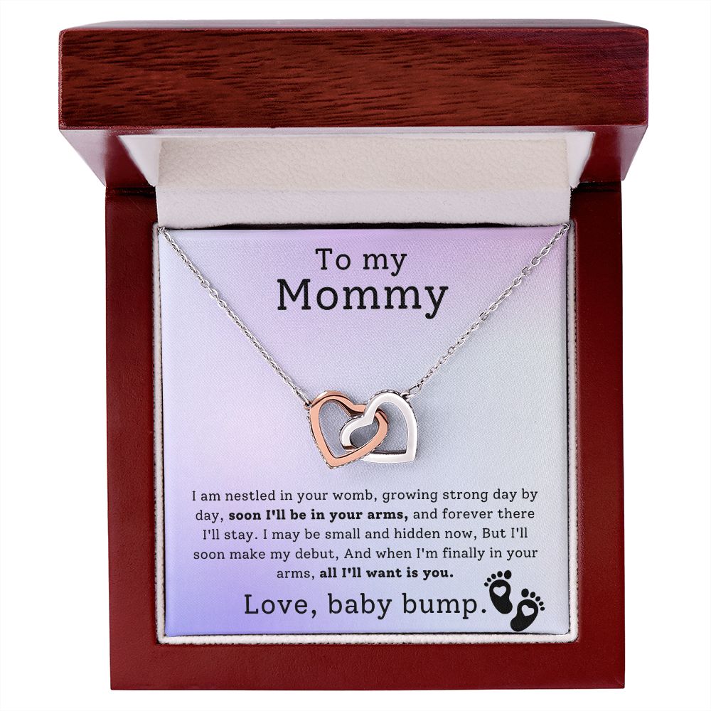 Mother To Be Baby Bump Interlocking Hearts Necklace-[Heartfelt Family Gift]