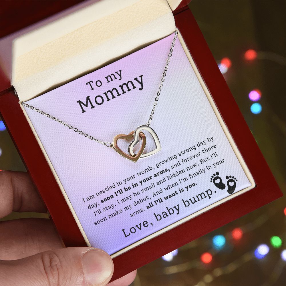 Mother To Be Baby Bump Interlocking Hearts Necklace-[Heartfelt Family Gift]