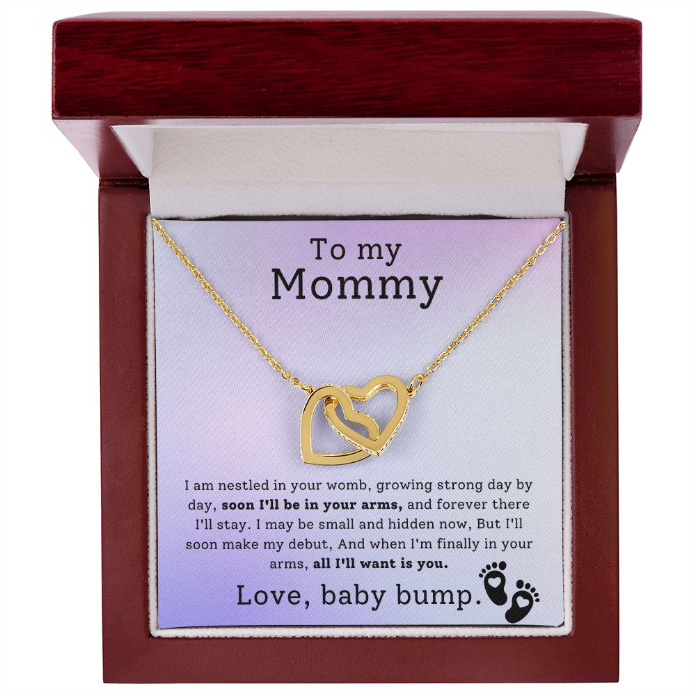 Mother To Be Baby Bump Interlocking Hearts Necklace-[Heartfelt Family Gift]