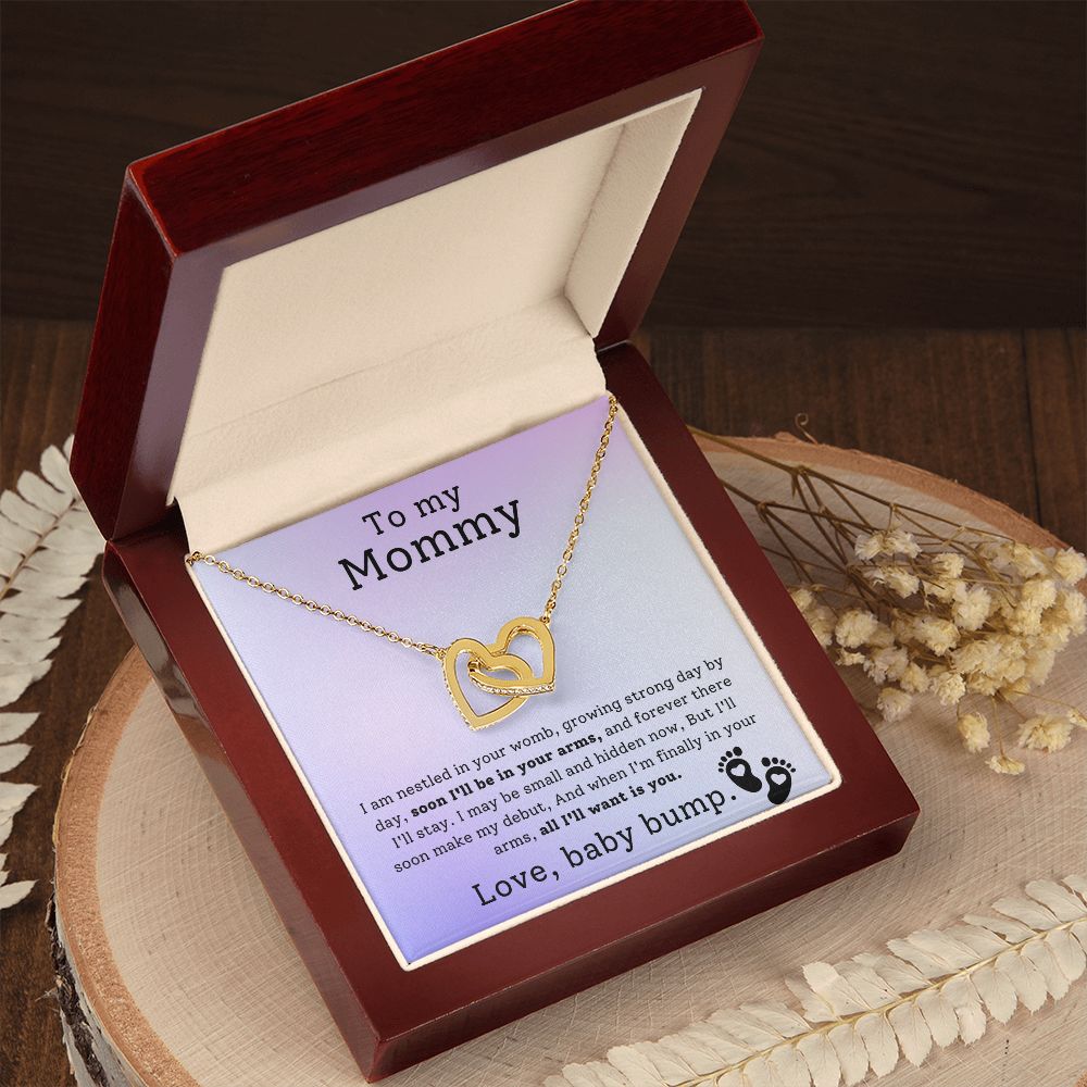 Mother To Be Baby Bump Interlocking Hearts Necklace-[Heartfelt Family Gift]