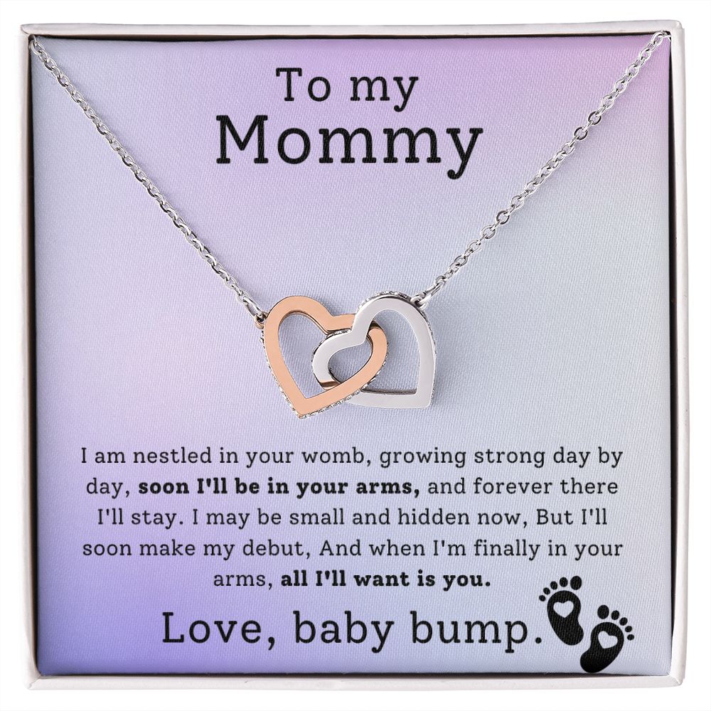 Mother To Be Baby Bump Interlocking Hearts Necklace-[Heartfelt Family Gift]