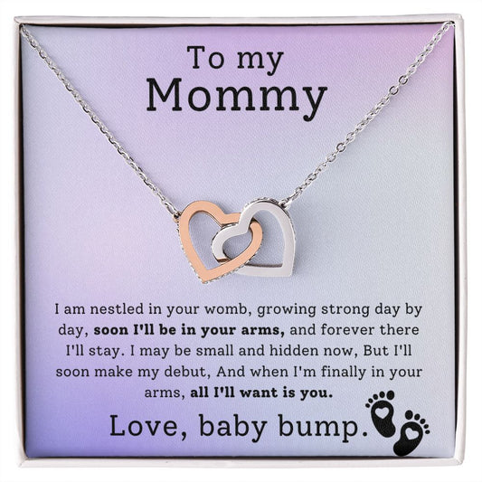 Mother To Be Baby Bump Interlocking Hearts Necklace-[Heartfelt Family Gift]