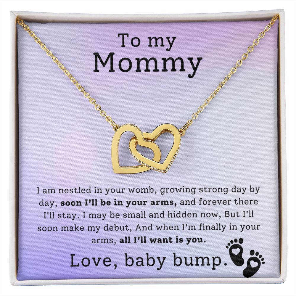 Mother To Be Baby Bump Interlocking Hearts Necklace-[Heartfelt Family Gift]