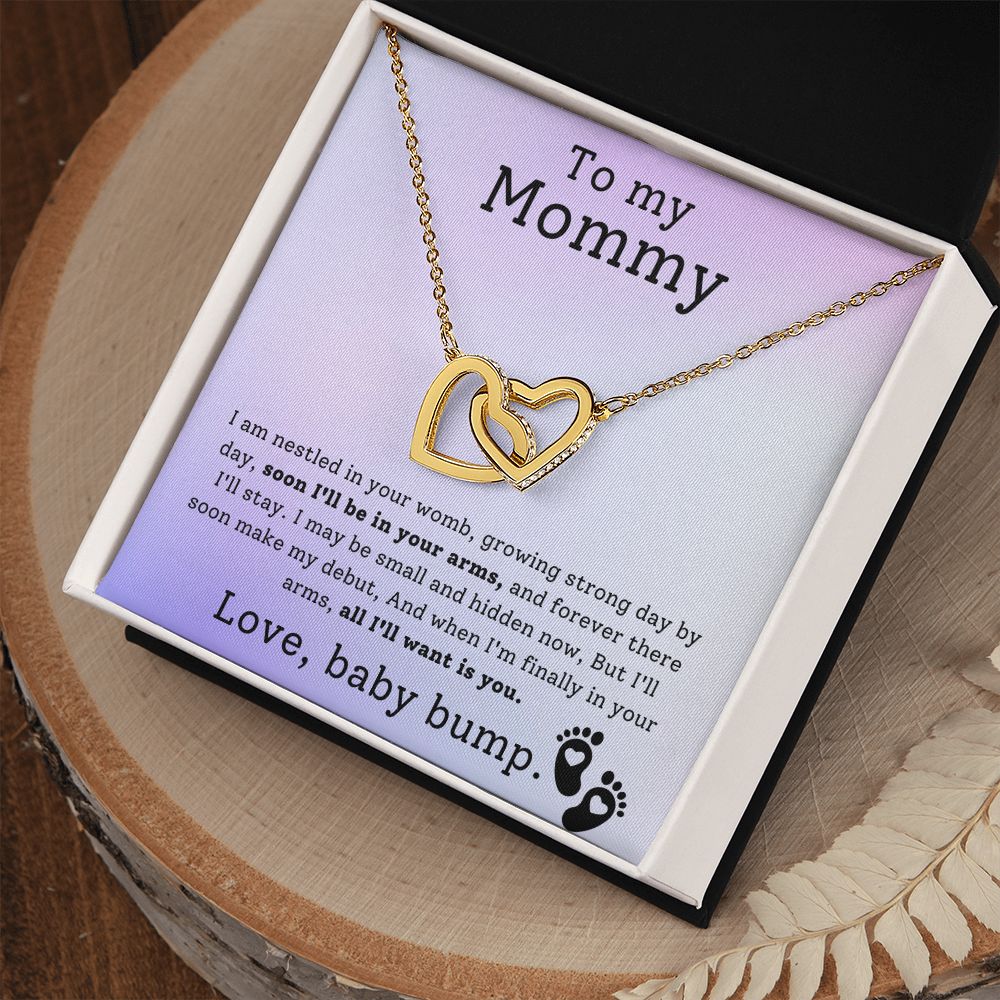 Mother To Be Baby Bump Interlocking Hearts Necklace-[Heartfelt Family Gift]