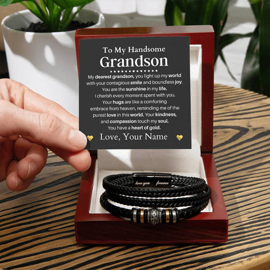 My Handsome Grandson - Love You Forever Bracelet - Personalized Signature-[Heartfelt Family Gift]