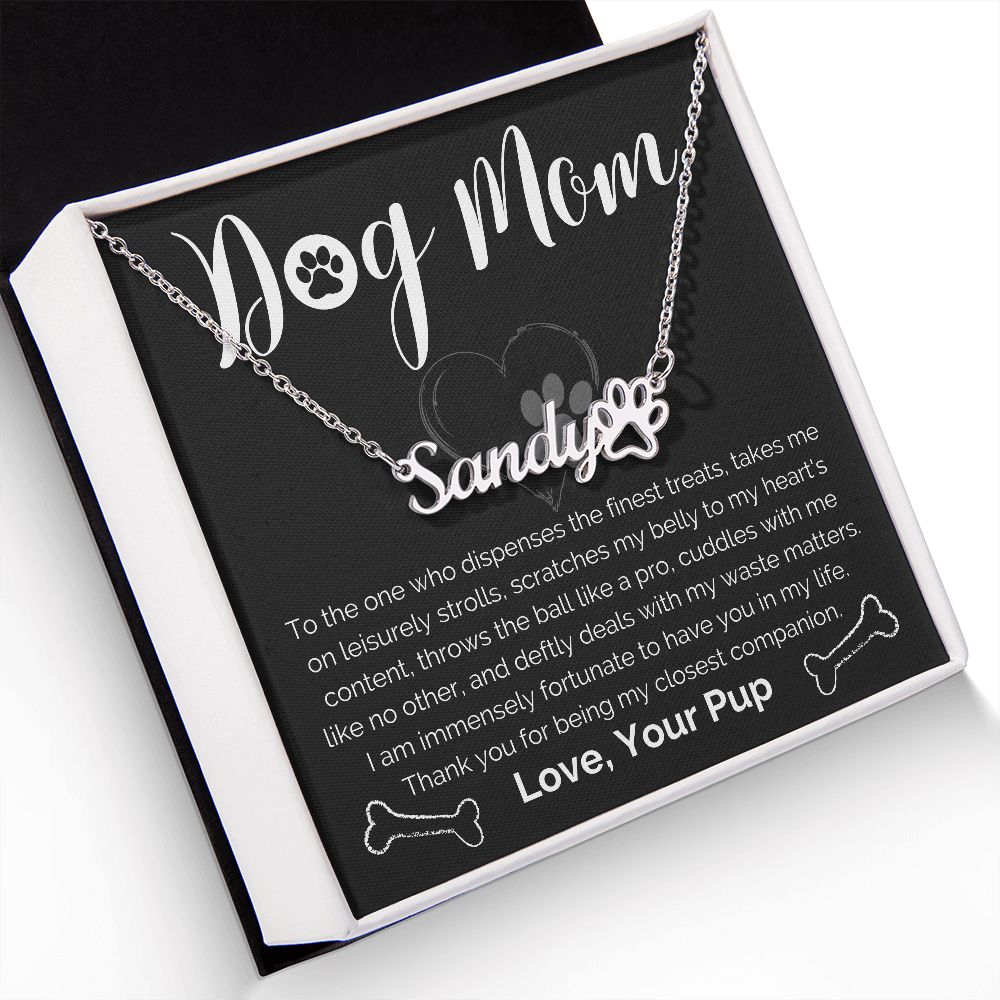 Personalized Dog Mom Paw Print Name Necklace-[Heartfelt Family Gift]