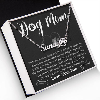 Personalized Dog Mom Paw Print Name Necklace-[Heartfelt Family Gift]