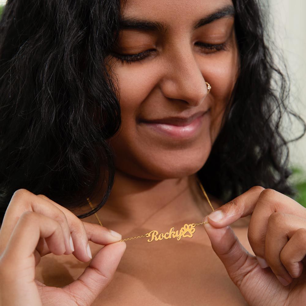 Personalized Dog Mom Paw Print Name Necklace-[Heartfelt Family Gift]