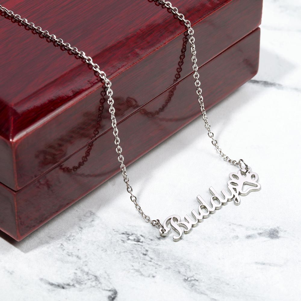 Personalized Dog Mom Paw Print Name Necklace-[Heartfelt Family Gift]