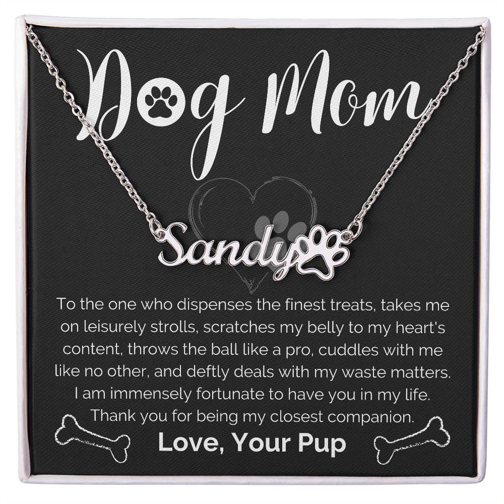 Personalized Dog Mom Paw Print Name Necklace-[Heartfelt Family Gift]