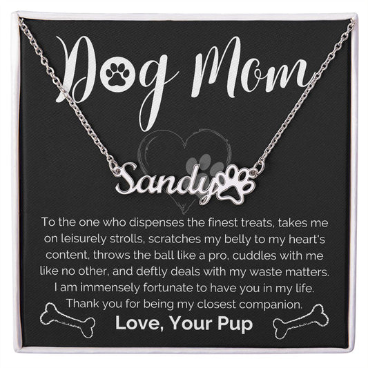 Personalized Dog Mom Paw Print Name Necklace-[Heartfelt Family Gift]