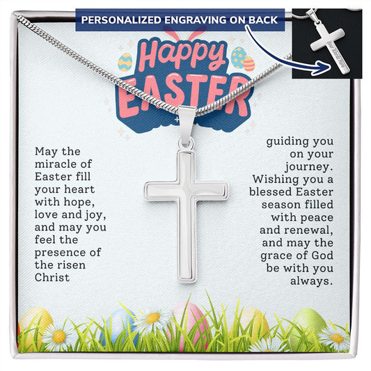 Personalized Easter Gift - Stainless Steel Engraved Cross Necklace-[Heartfelt Family Gift]