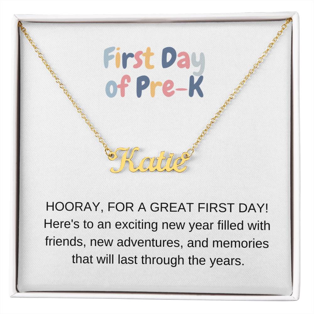 Personalized Name Necklace First Day of Pre-K-[Heartfelt Family Gift]