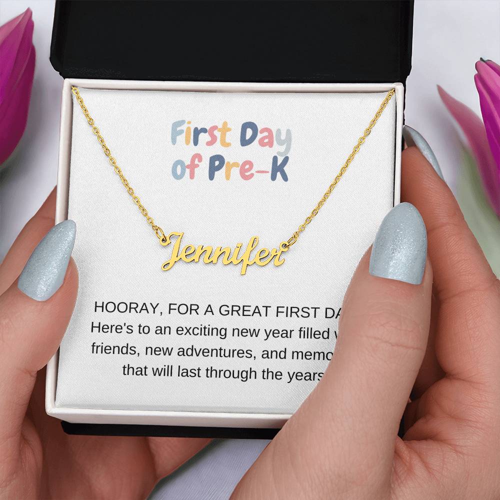 Personalized Name Necklace First Day of Pre-K-[Heartfelt Family Gift]