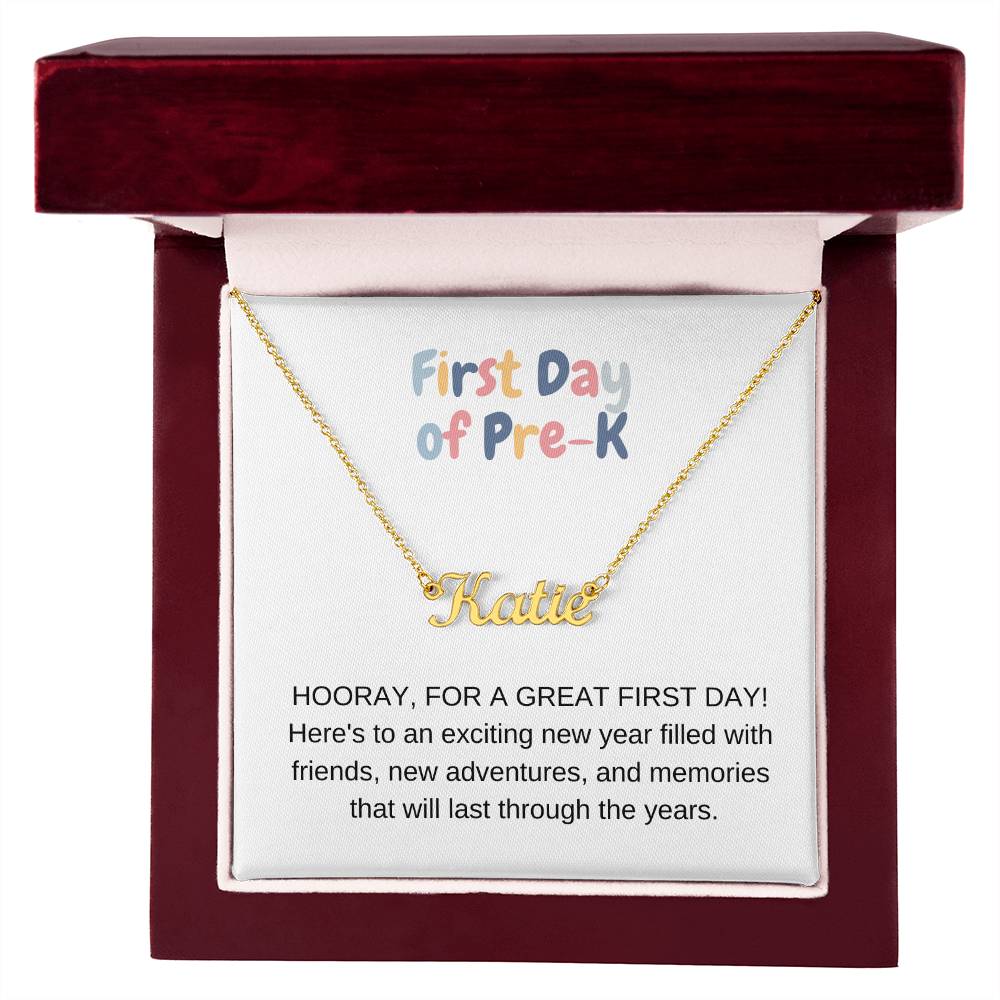 Personalized Name Necklace First Day of Pre-K-[Heartfelt Family Gift]