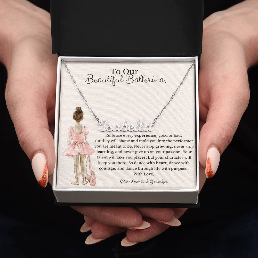 Personalized Name Necklace - Gift for Dancer -From Grandma and Grandpa-[Heartfelt Family Gift]