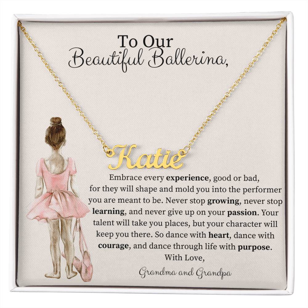 Personalized Name Necklace - Gift for Dancer -From Grandma and Grandpa-[Heartfelt Family Gift]