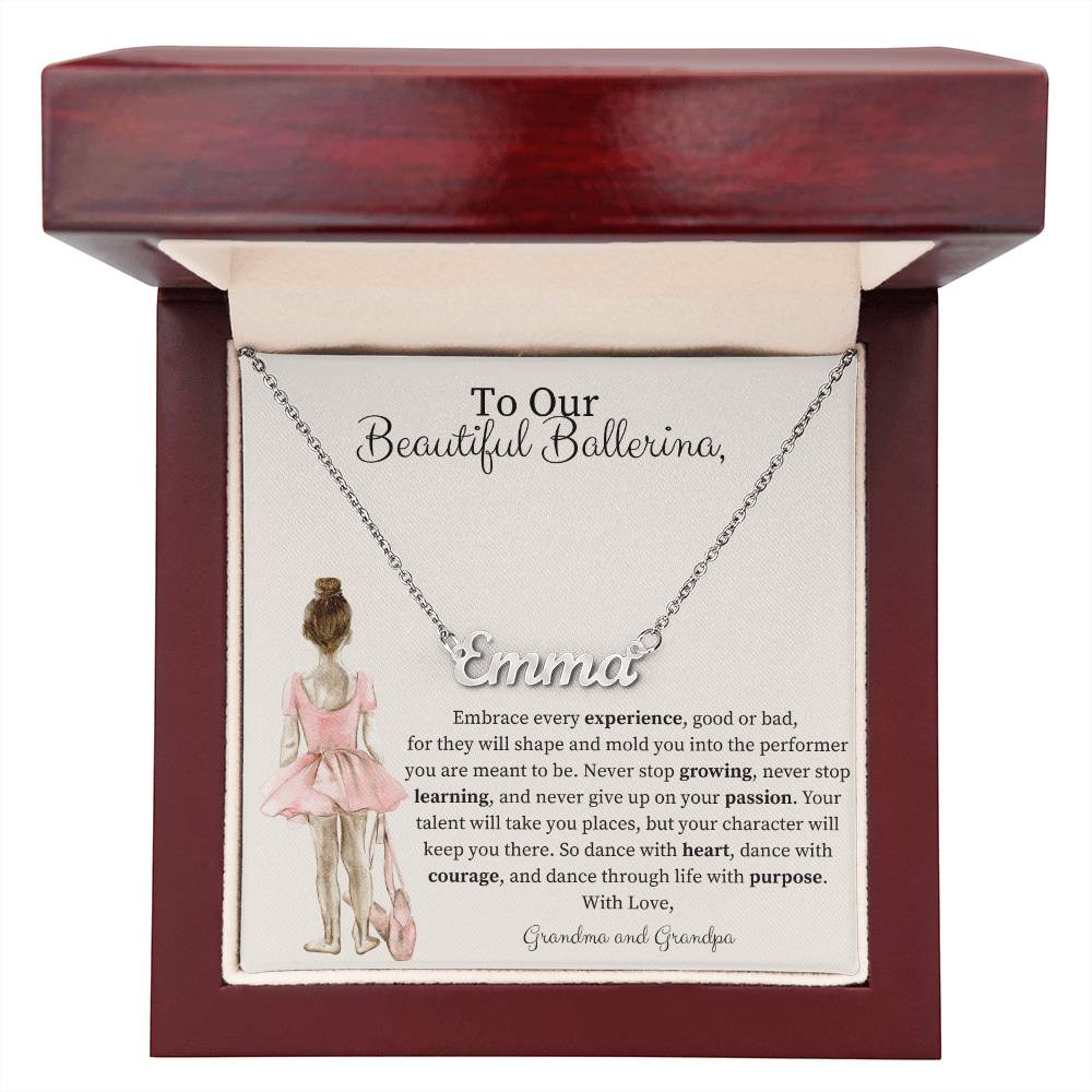 Personalized Name Necklace - Gift for Dancer -From Grandma and Grandpa-[Heartfelt Family Gift]