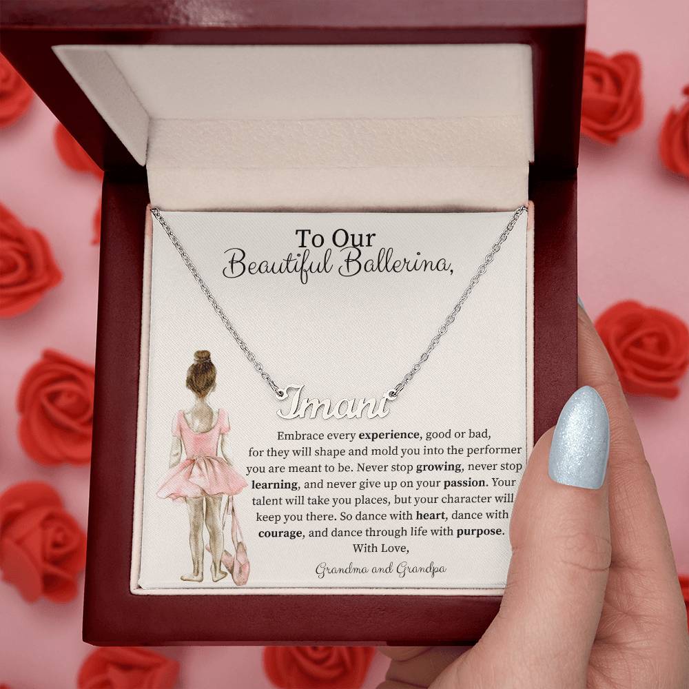 Personalized Name Necklace - Gift for Dancer -From Grandma and Grandpa-[Heartfelt Family Gift]