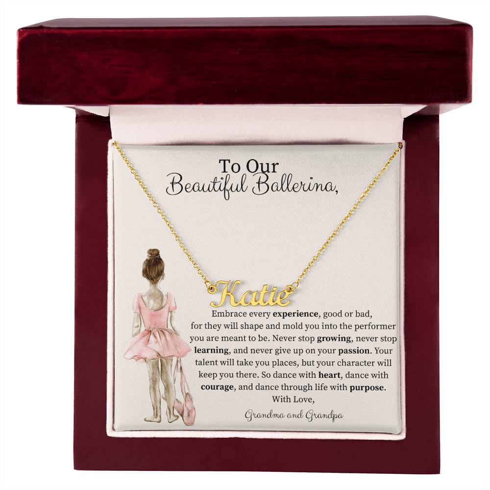 Personalized Name Necklace - Gift for Dancer -From Grandma and Grandpa-[Heartfelt Family Gift]