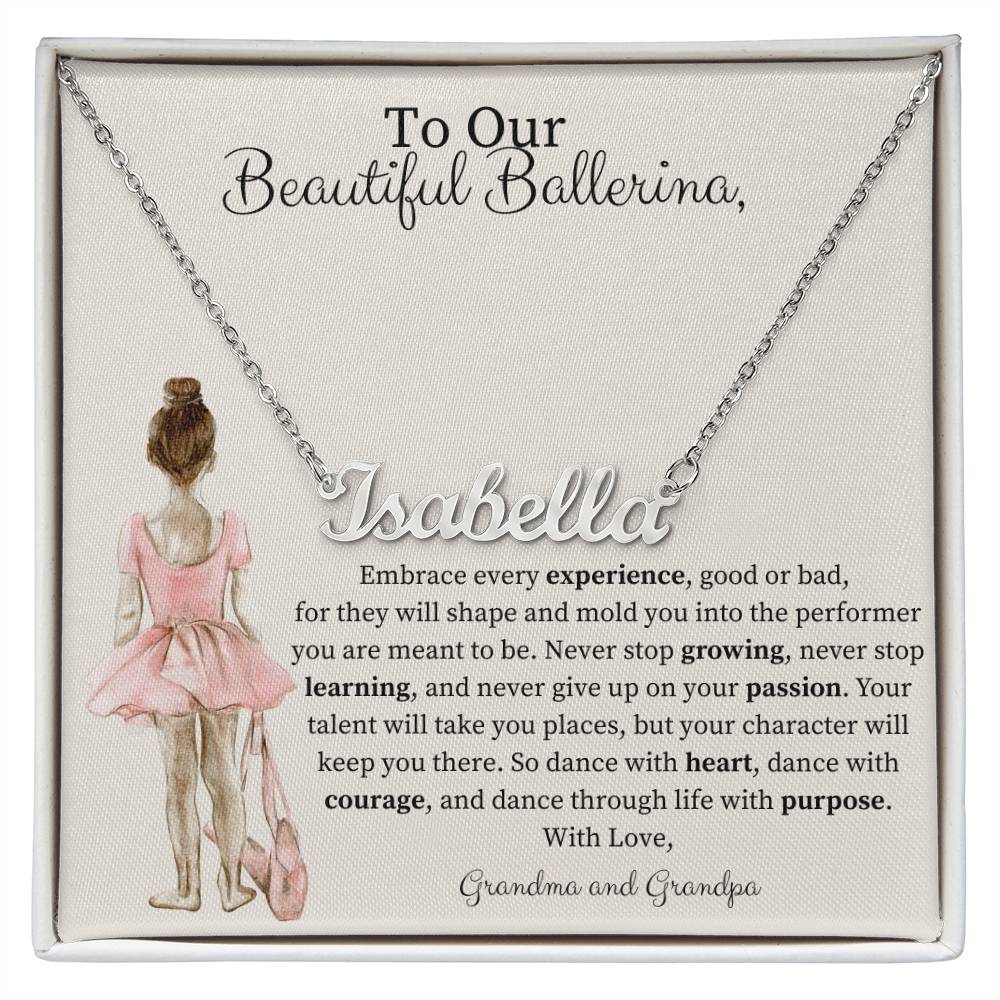 Personalized Name Necklace - Gift for Dancer -From Grandma and Grandpa-[Heartfelt Family Gift]