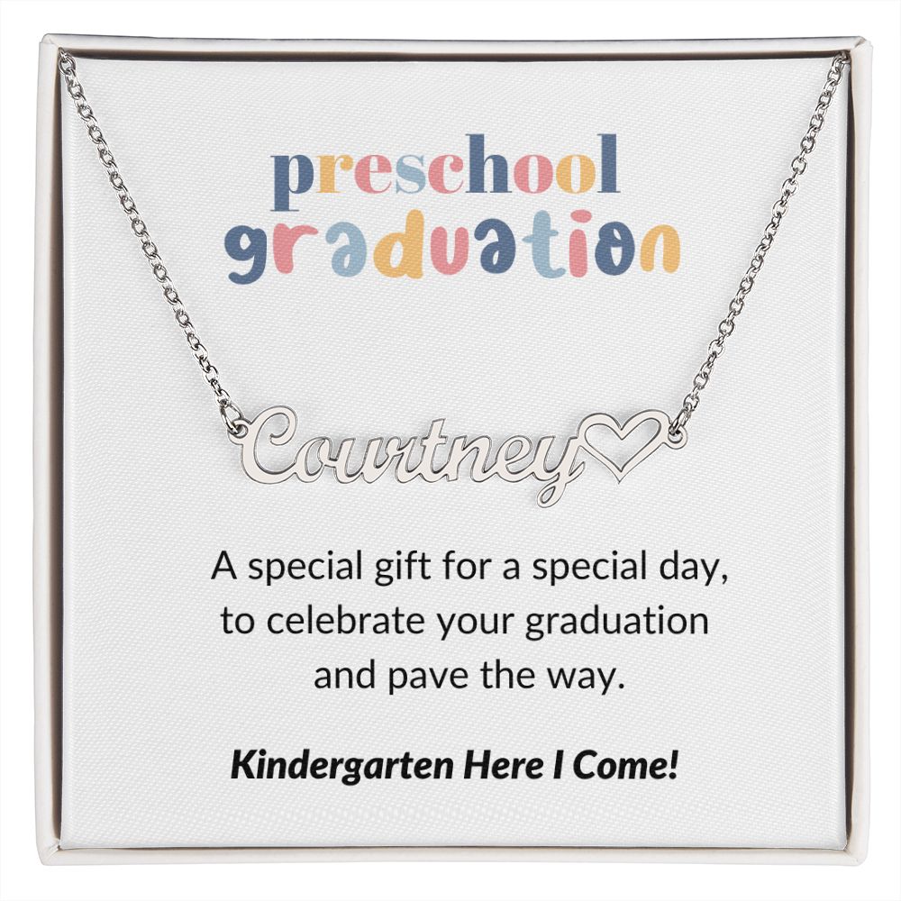 Personalized Preschool Graduation Name Necklace With Heart-[Heartfelt Family Gift]