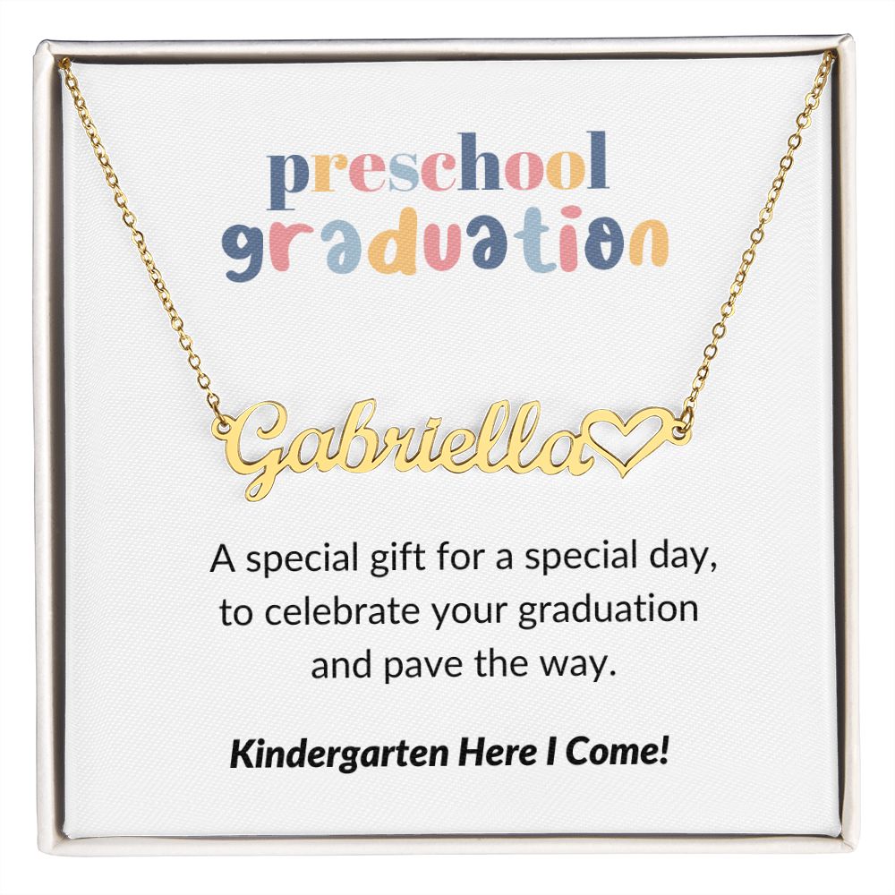 Personalized Preschool Graduation Name Necklace With Heart-[Heartfelt Family Gift]