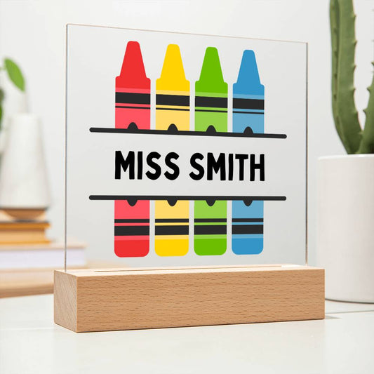 Personalized Teacher Desk Sign for Classroom- Optional LED Light-[Heartfelt Family Gift]