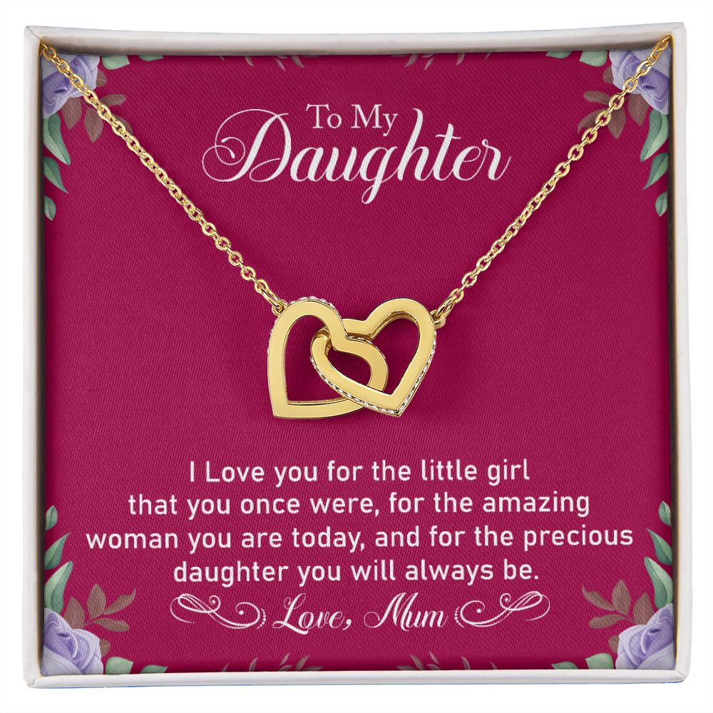Precious Daughter - Interlocking Hearts Necklace-[Heartfelt Family Gift]