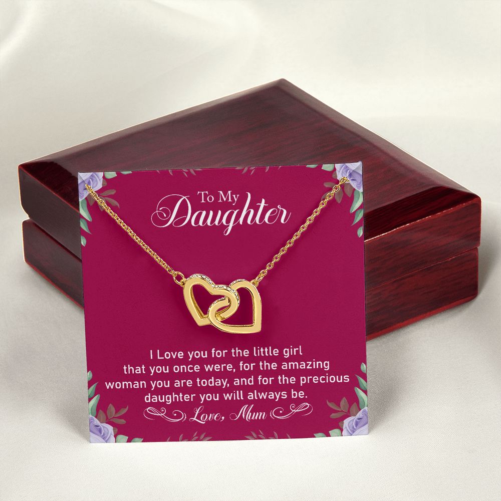 Precious Daughter - Interlocking Hearts Necklace-[Heartfelt Family Gift]