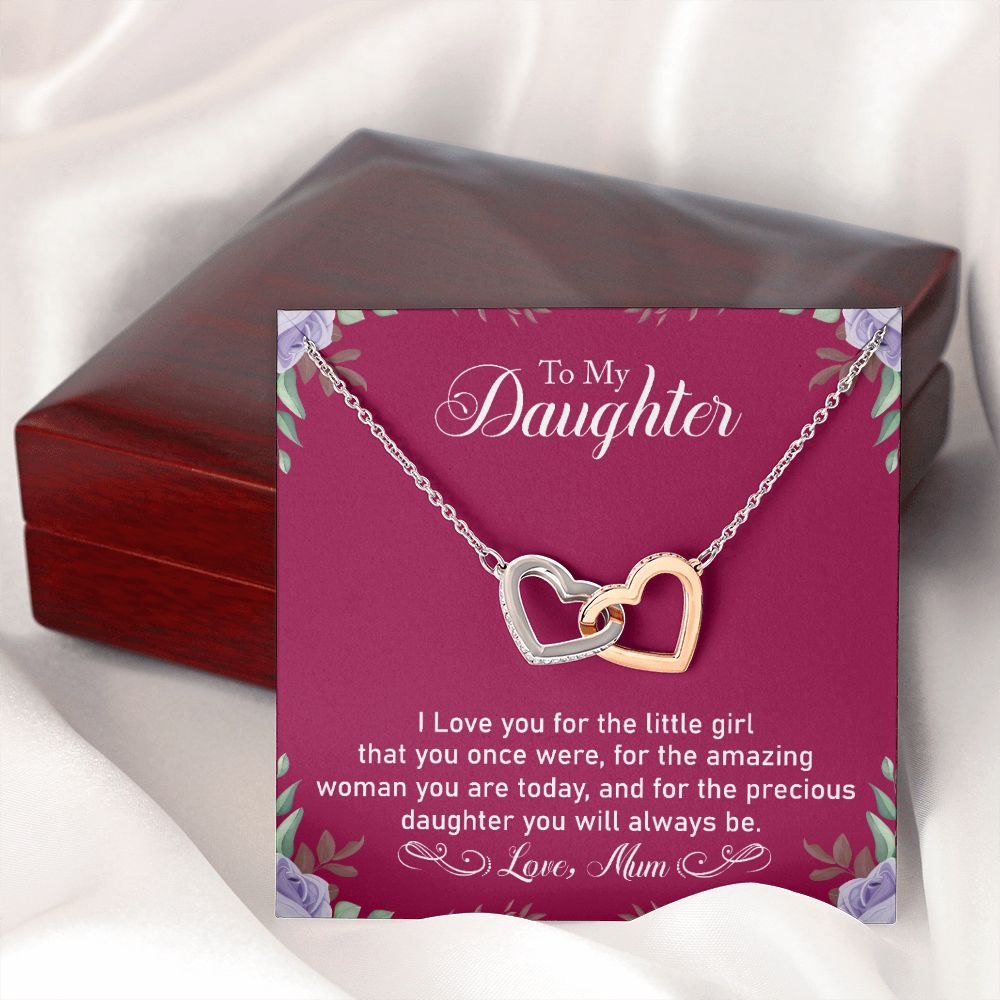 Precious Daughter - Interlocking Hearts Necklace-[Heartfelt Family Gift]