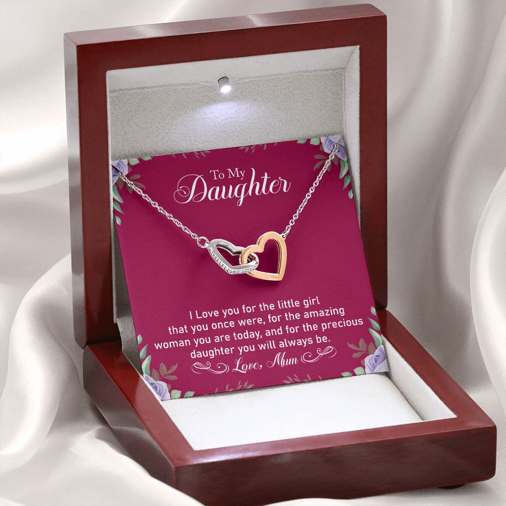 Precious Daughter - Interlocking Hearts Necklace-[Heartfelt Family Gift]