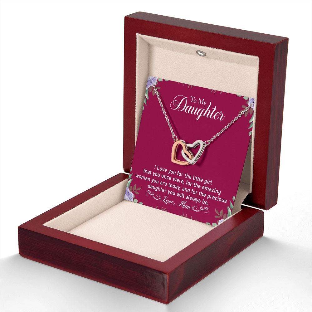 Precious Daughter - Interlocking Hearts Necklace-[Heartfelt Family Gift]
